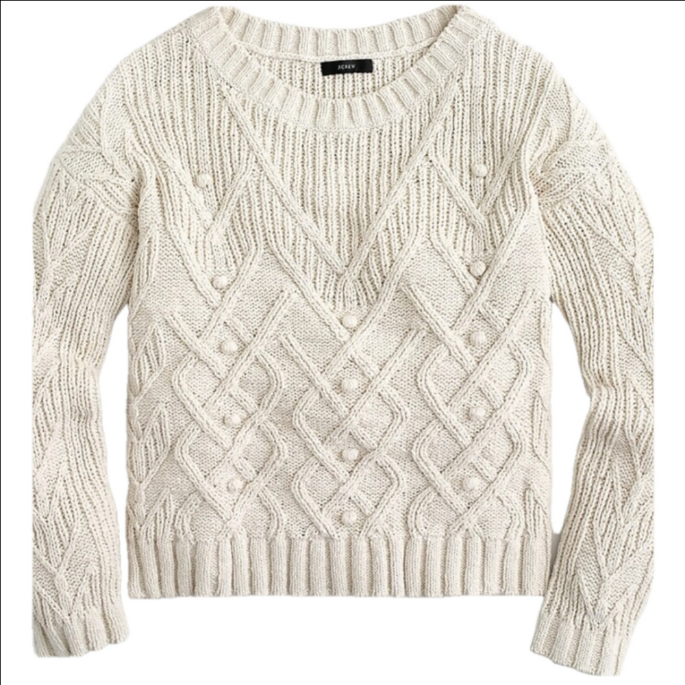 J Crew Womens Sweater Fisherman Knot Gilmore Girl Cottagecore Coastal Medium - Picture 1 of 11
